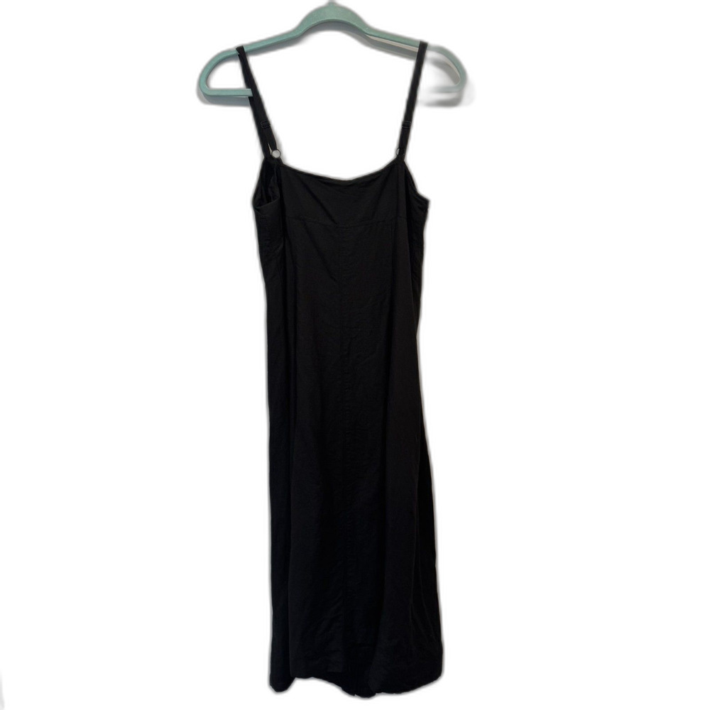 New York & Company Midi Dress Linen Black Full Button Front 90s Y2K Womens Sz 8 - Picture 6 of 8